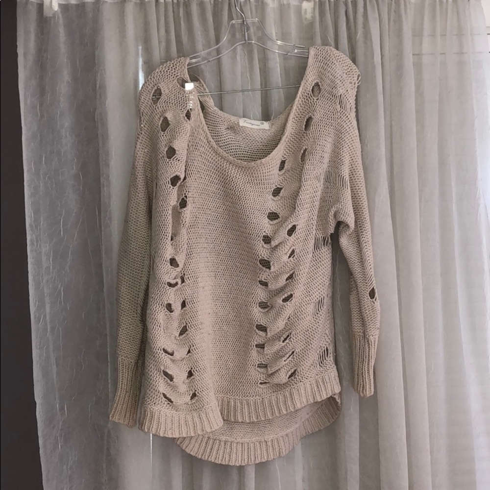 Cream knit off the shoulder sweater